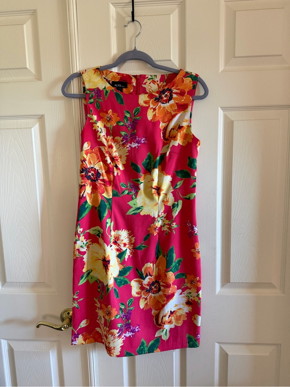 Alyx Hot Pink Floral Sheath Dress with Yellow & Green Accents - Picture 1 of 2